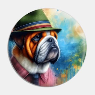 Old English Bulldog Splash Art Pin