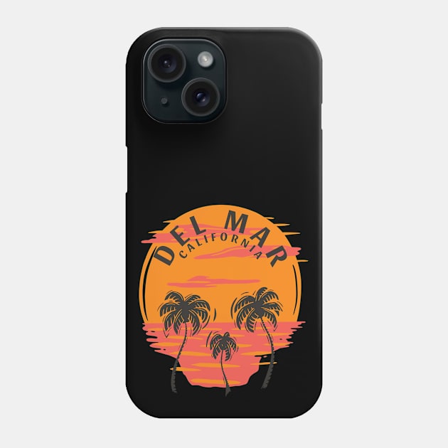 Del Mar California Sunset Skull and Palm Trees Phone Case by Eureka Shirts