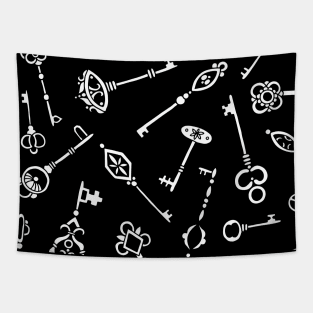 Skeleton Keys Black and White Palette Tapestry