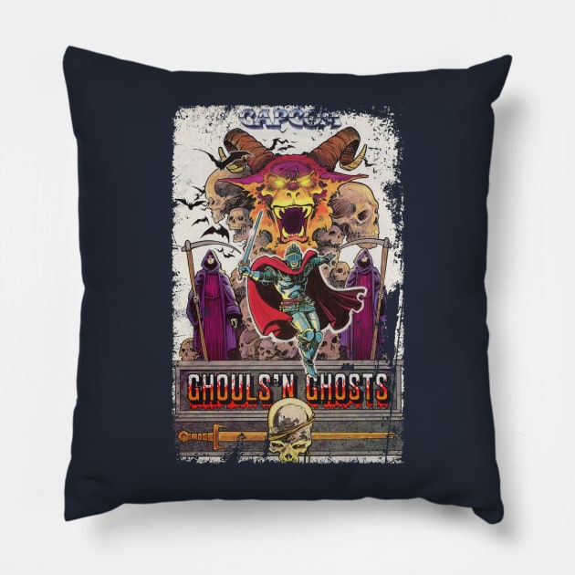 Ghouls 'N Ghosts Pillow by Slippytee