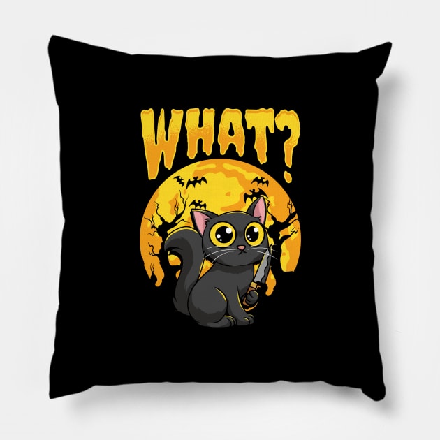 Murderous Cat - Creepy Cute Halloween Costume Gift Pillow by biNutz