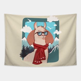 Amazing adventure of a cool lama Tapestry