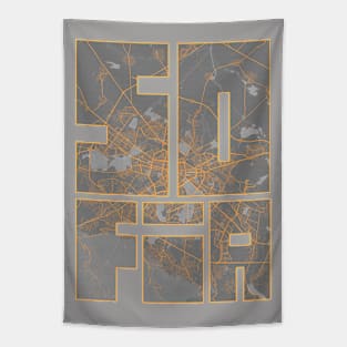 Sofia, Bulgaria City Map Typography - Bauhaus Tapestry