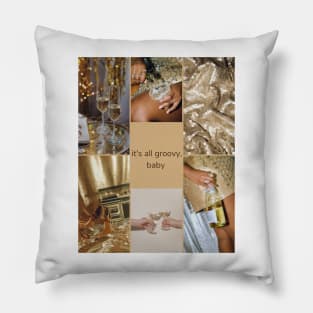 Sophisticated Gold Disco Girl Print Pillow