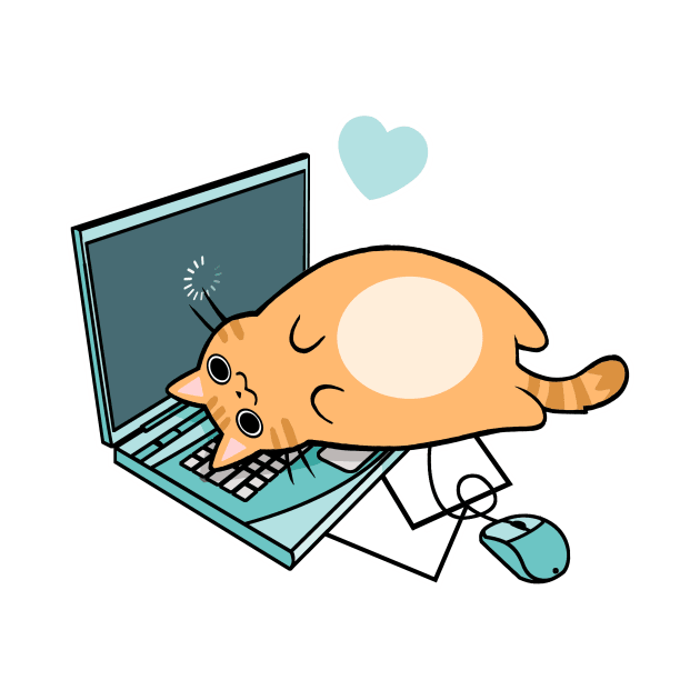 Cute Laptop Cat by SarahJoncas