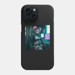 Cyberpunk Pink Hair Hacker Phone Case