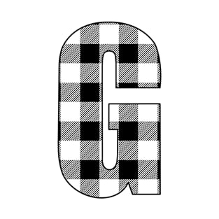 Letter G Monogram Black and White Buffalo Plaid/Check T-Shirt