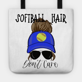 Softball Hair Don’t Care Girl Messy Bun in Cap Tote