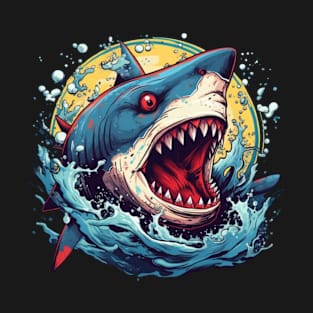 SHARK AND JAWS COLORED CARTOON STYLE, JINBEI T-Shirt