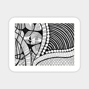 Abstract black and white Coloring page inspired by zentangle 3 Magnet