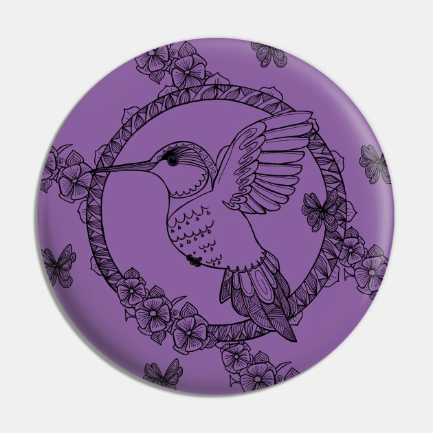 Hummingbird anti-stress&black_purple Pin by Eirene San