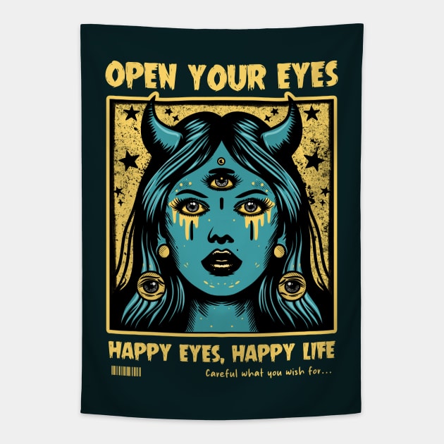 OPEN YOUR EYES Tapestry by artslaves
