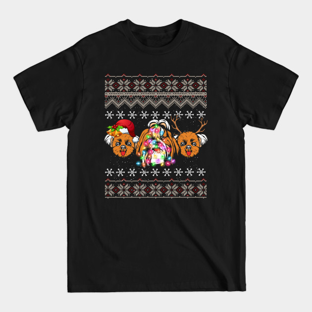 Discover Funny Christmas Shih Tzu Gift Costume Lights Santa Hat Three Dogs - Shih Tzu - T-Shirt