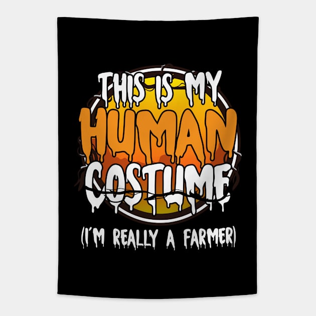 This Is My Human Costume I'm Really A Farmer Funny Lazy Halloween Costume Last Minute Halloween Costume Halloween 2021 Gift Tapestry by dianoo