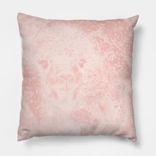 Ghostly alpaca and butterfly with mandala in Rose Quartz Pillow