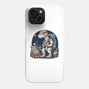 Back to school space dinosaur cute dinosaur books school first second grade pre-school design for kids children Phone Case