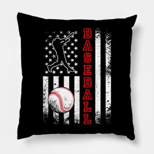 Baseball Lover American Flag Baseball Team Vintage Pillow