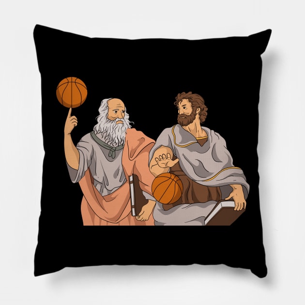 Plato And Aristotle Playing Basketball Pillow by maxdax