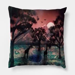 Giraffes grazing in Africa Pillow