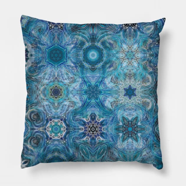 Snowflakes Blue Pattern Pillow by ImaginativeDesigns