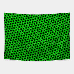 Pattern hexagonal green on black background Tapestry