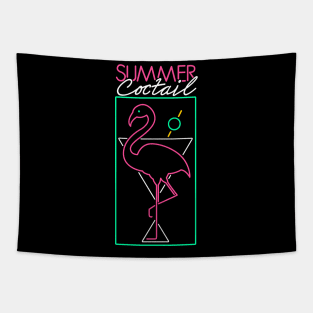 neon flamingo martini sign Tapestry