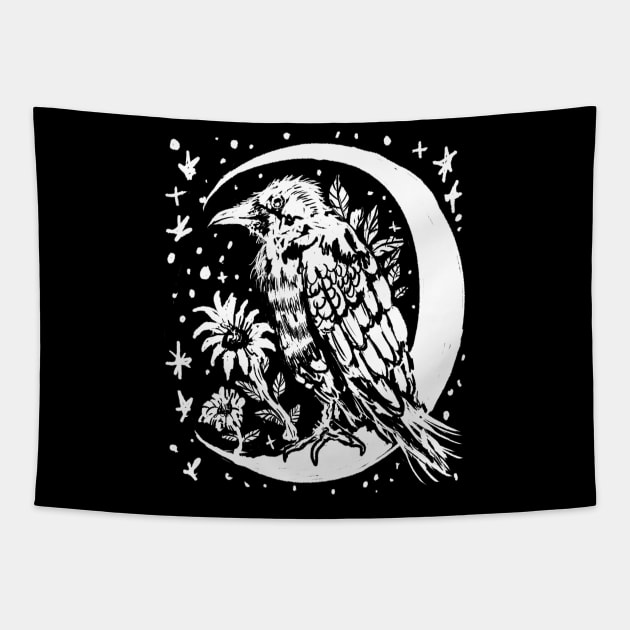 Raven Moon, Witchy, Gothic, Punk Tapestry by LunaElizabeth