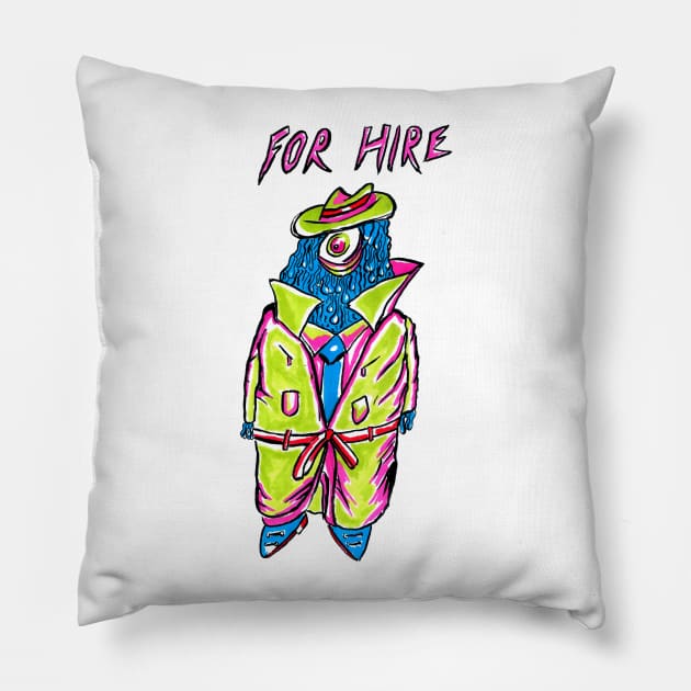 Private Detective - Monster - Vintage Design Pillow by pitstopart