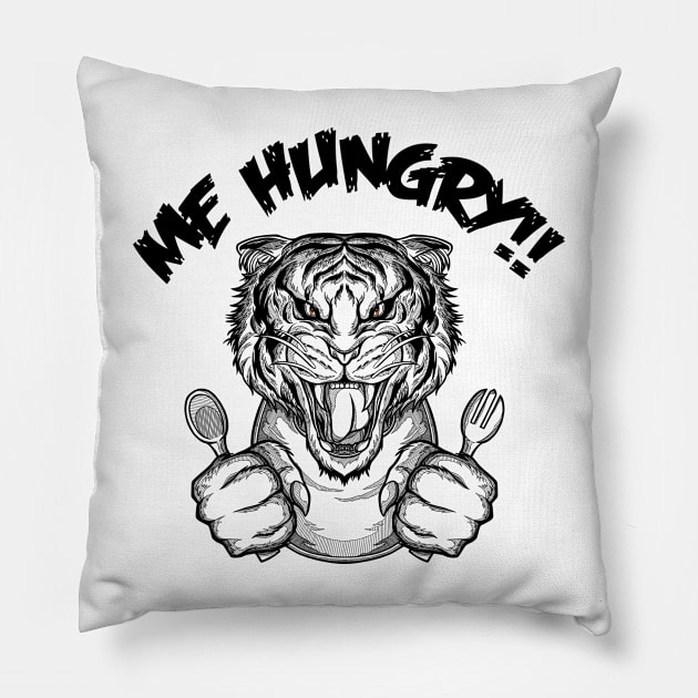 Savagely Hungry Pillow by monochromefrog