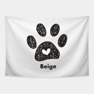 Beige name made of hand drawn paw prints Tapestry