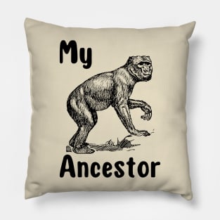 My Monkey Ancestor | A Humorous and Endearing Illustration of a Primate Pillow