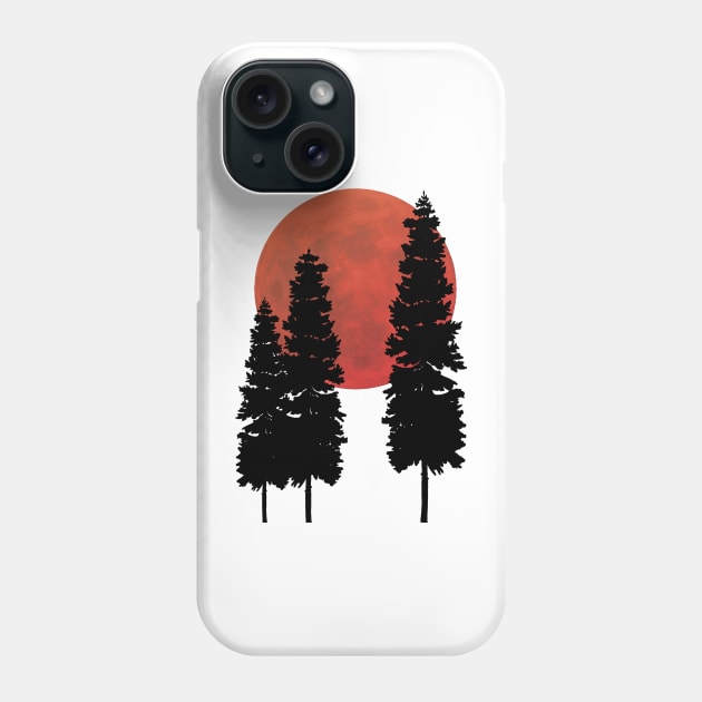 Blood Moon with Evergreens Phone Case by Lil-Salt