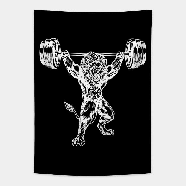 SEEMBO Lion Weight Lifting Barbells Fitness Gym Lift Workout Tapestry by SEEMBO