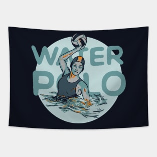 Water Polo Vintage Woman Shooting Tapestry