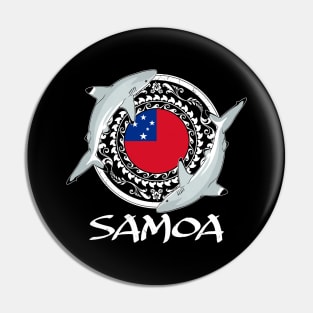 Blacktip reef sharks on Samoan flag Pin