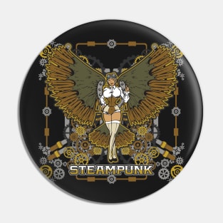 Steampunk Woman Mechanical Wings Pin