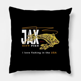 Jacksonville FL.,JAX City Pier,  Love Fishing USA Pillow