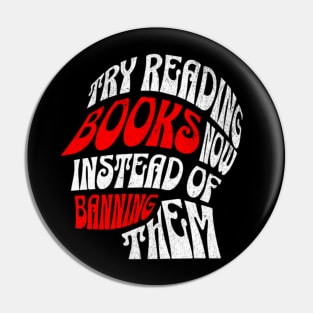 Read banned books skull Pin