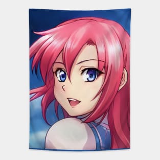 Cute pink hair anime girl Tapestry