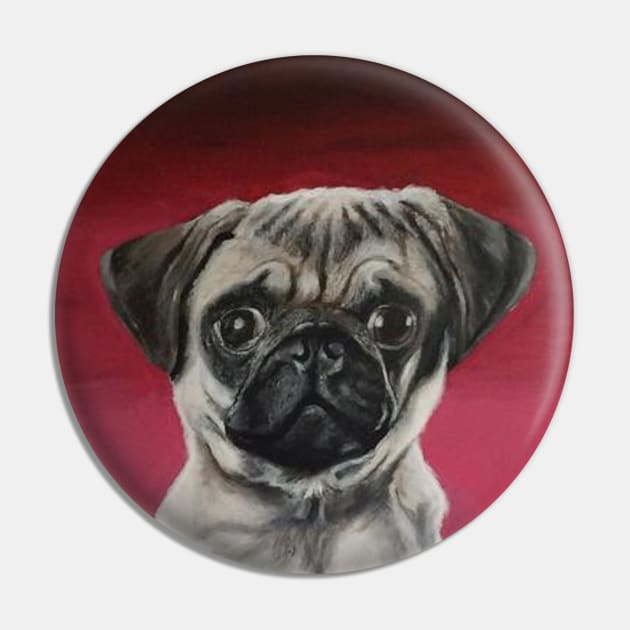 Pug Puppy Portrait Pin by ManolitoAguirre1990