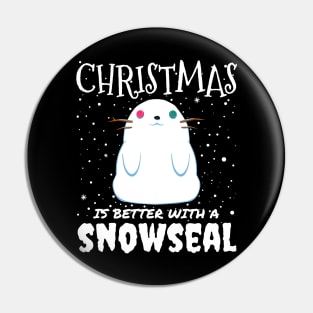 Christmas Is Better With A Snowseal - Christmas cute snow seal gift Pin