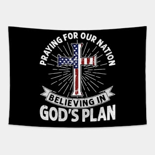 Praying For Our Nation Jesus American Flag Patriot Christian Tapestry