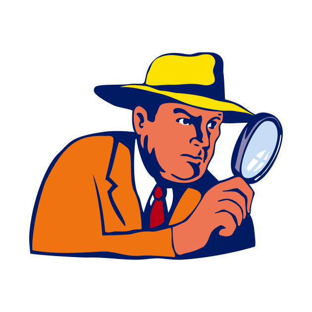 Detective with Magnifying Glass Retro by retrovectors