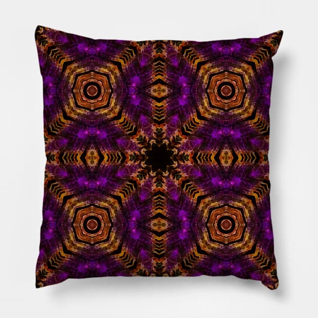 Ornamental Pattern With Purple Color Peacock Pattern Feathers 6 Pillow by BubbleMench