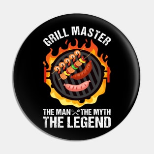 Mens Funny GrillMaster The Man The Myth Legend Funny Meat Smoker Pin