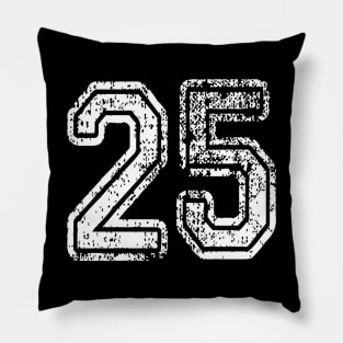 Number 25 Grungy in white Pillow