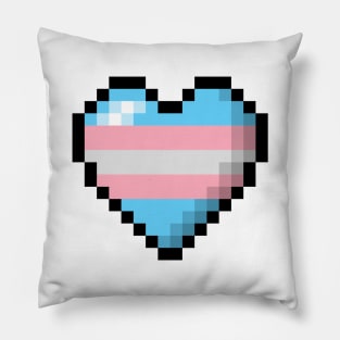 Large Pixel Heart Design in Transgender Pride Flag Colors Pillow