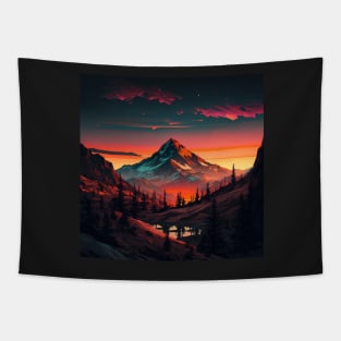 Mountain Sunset Forest Tapestry