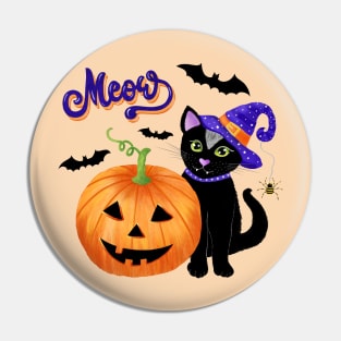 Spooky Halloween Cat Pin