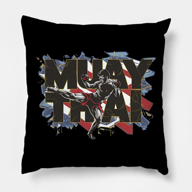 Muay Thai Boxing Martial Art Sport Lovers Men Boys Kids Pillow by AimArtStudio